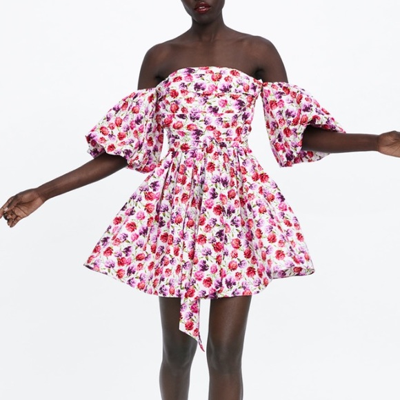 Zara floral printed dress with belt NWT - Picture 2 of 8